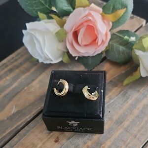 Black Gold-Tone Textured Earrings